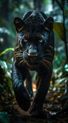 Black panther in the rainforest