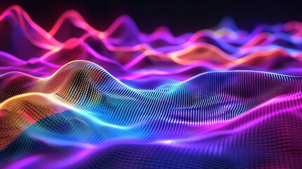 Abstract 3d neon waves wallpaper