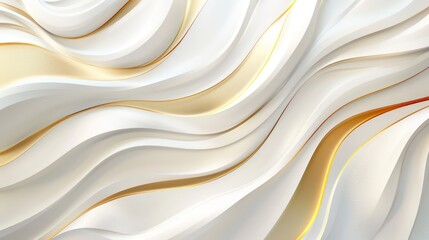 Abstract 3d paper cut background with strips and lines, golden and white colors