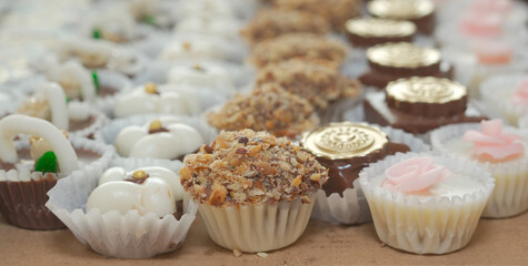 Sweet Delights. Close-Up Details of Homemade Candies with a Blurry Background.