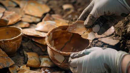Historians piece together pottery fragments to reveal stories of ancient cultures, daily life, and societies.