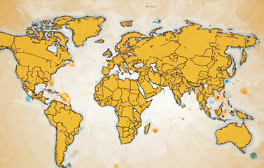 world map on paper, Golden World Map, old world map