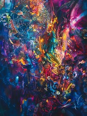 Abstract colorful psychedelic art with vibrant colors and textures.