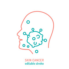 Skin cancer, malignant melanoma outline icon. Oncological sign.