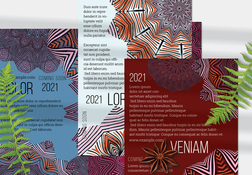 Flyer Layout with Mandala and Ethnic Tribal Lace Flower Elements