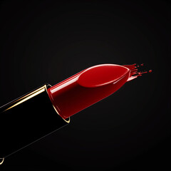 Elegant Red Lipstick on Black Background, Beauty and Fashion Concept 