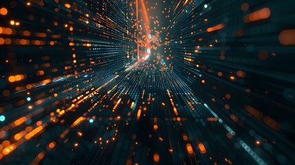 Fototapeta premium 3D Render of Abstract Digital Data Background in Blue and Orange