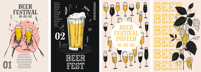 Beer festival poster background illustration. Flyer for a drinks celebration