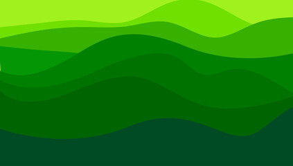 Obraz premium Green paper waves abstract banner design. Paper craft landscape with gradient fade colors. Desktop wallpaper.