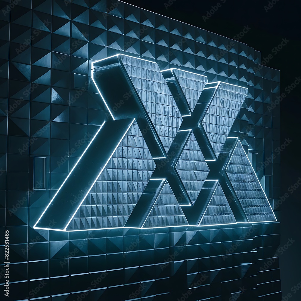 Fototapete futuristic, high tech, dark background, with a triangular block structure. wall texture with a 3d tr