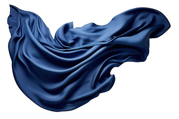 dark blue silk cloth flying . Cut out on transparent