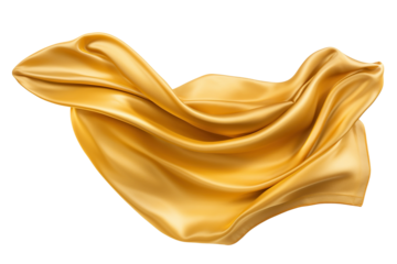 Flying golden silk fabric. cut out on transparent	