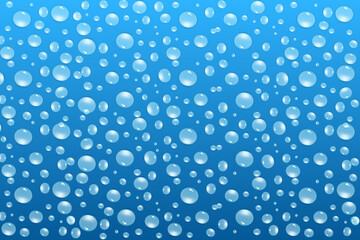 Clean water drops on blue background