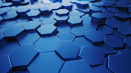 3D Blue Abstract Background with Hexagon Pattern