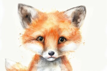 Obraz premium Beautiful red fox - watercolor.. Beautiful simple AI generated image in 4K, unique.