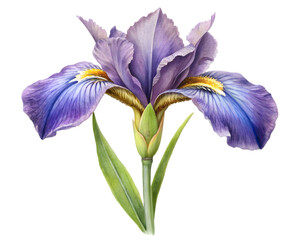 Iris Flower Grain Illustration Isolated on Transparent Background - Detailed Botanical Art