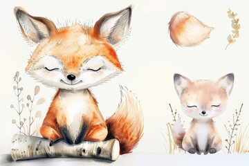 Beautiful red fox - watercolor.. Beautiful simple AI generated image in 4K, unique.