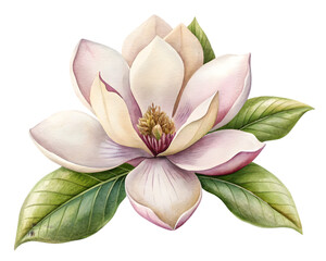 Fototapeta premium Magnolia Flower Grain Illustration Isolated on Transparent Background - Detailed Botanical Art