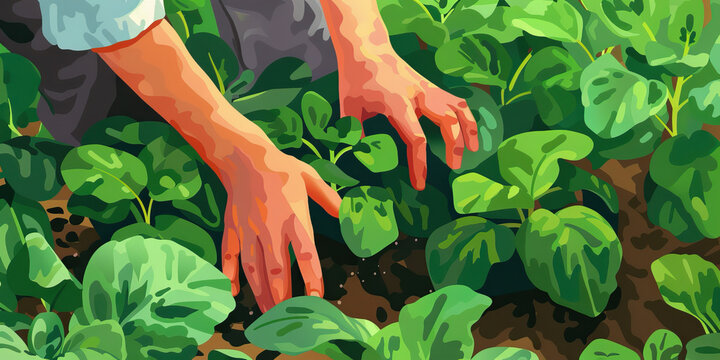 A gardener carefully tends to their meticulously planned garden, their hands moving with a practiced ease that speaks of years spent cultivating this small piece of paradise