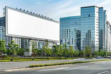 Obraz premium Bright gallery with a massive blank poster spanning an entire wall, minimalist, impactful.