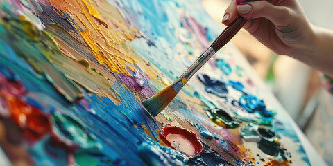 A painter meticulously mixes colors on a palette, their brush gliding across the canvas as they capture the essence of their subject.