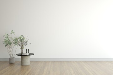White empty room. Scandinavian interior design. 3D illustration