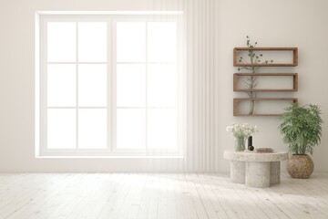 Fototapeta premium White empty room. Scandinavian interior design. 3D illustration