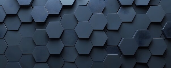 3D Dark Blue Abstract Background with Hexagon Pattern
