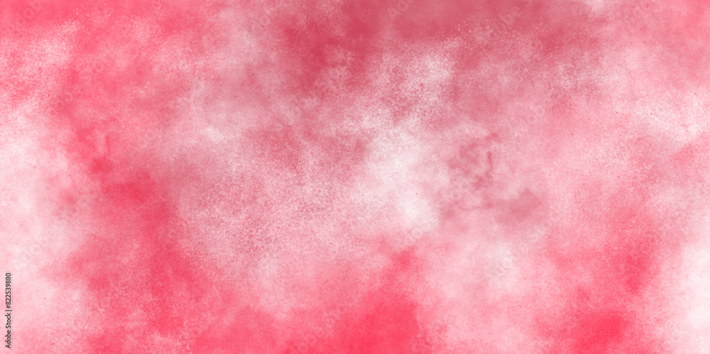 Aufkleber pink sky with white clouds and blurred pattern background. abstract watercolor red and white gradien
