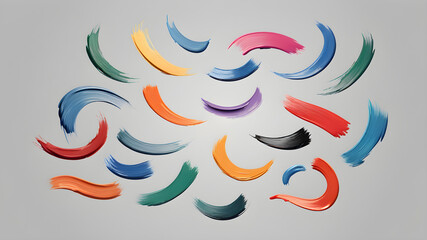 Obraz premium Set of colorful brush strokes, lines, hand painted design elements. Textures, backgrounds for text. Rough grunge edges.