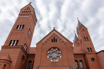 The Church of Saints Simon and Helena, known as Red Church, polish Roman Catholic church on Independence Square in Minsk, Belarus.