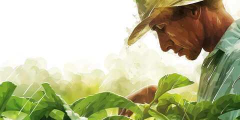 A farmer tends to their crops, the sweat of their brow testament to their dedication and labor