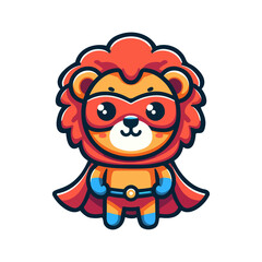 Fototapeta premium cartoon cute lion hero icon character
