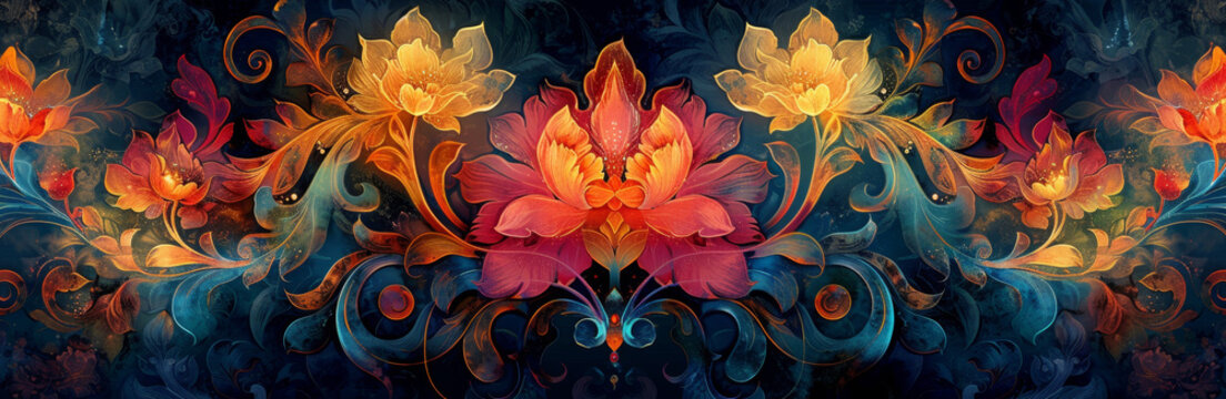 vintage color palette, elegant swirls blend with pastel jewel tones in this nostalgic abstract pattern, radiating a timeless charm and grace on the color palette