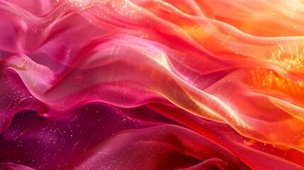 Fototapeta premium A tight shot of a pink, yellow, and red fabric featuring a starburst motif at its core The hues of the textile serve as a vibrant backdrop