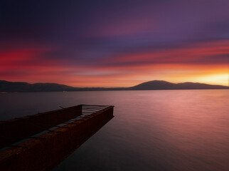 
sunset at old loading dock albania