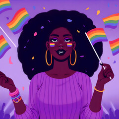 a black lady celebrating pride month