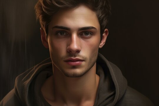 Portrait of a young male model with a deep, captivating look
