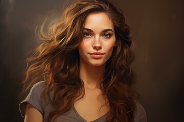 Fototapeta premium Stunning digital painting of a young lady with luscious wavy hair