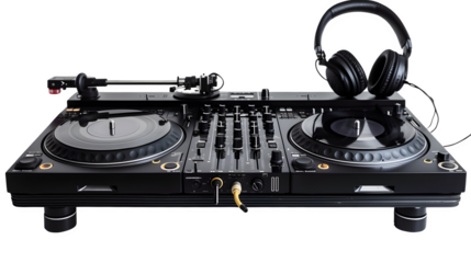 DJ Equipment for Dynamic Audio Mixing, Isolated on White, Transparent Background, PNG File, Hand Edited Generative AI