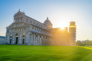 Pisa Cathedral and the Leaning Tower in Pisa, Italy.