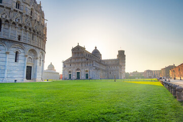 Pisa Cathedral and the Leaning Tower in Pisa, Italy.