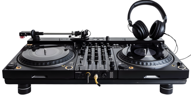 DJ Equipment for Dynamic Audio Mixing, Isolated on White, Transparent Background, PNG File, Hand Edited Generative AI