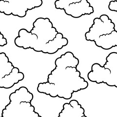 Fototapeta premium Seamless pattern with clouds. Cartoon cute image of sky.