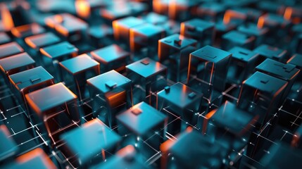 Fototapeta premium Cube Abstract. Three-Dimensional Isometric Background with Datacenter Technology