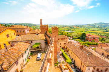 Village scene in Italy - Gradara - Pesaro province - Marche region. Town Walls of Gradara