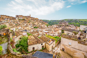 View of the ancient town of Matera, Sassi di Matera in Basilicata, southern Italy