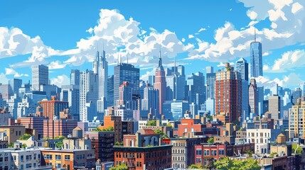 A cityscape featuring a mix of old and new buildings, with the skyline punctuated by contemporary towers and business centers