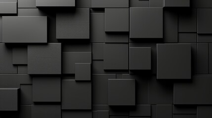  A monochrome image of a wall composed of varied square and rectangle sizes and shapes, centered by a cell phone