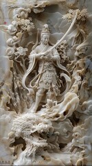 Intricate Medieval of Ocean Deities at Sunrise Depicting Mythological Tales